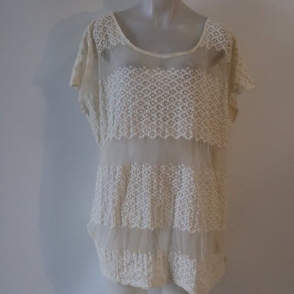 Womens Free People Cream Semi Sheer Oversized Tank Top M - Picture 1 of 7